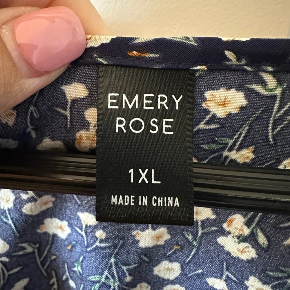 Classic Navy Floral Modest Midi Dress Feminine Church Teacher Style 1XL - Picture 3 of 7